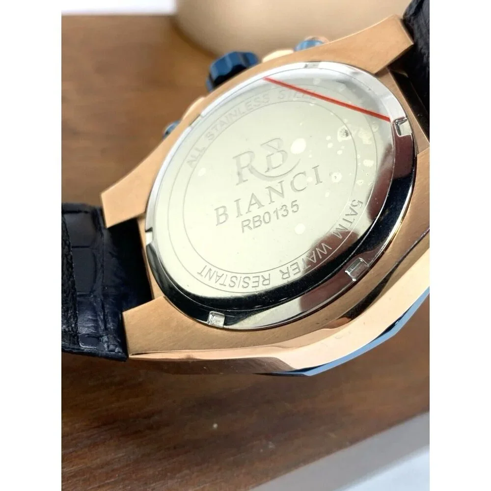 Roberto Bianci Men's Watch RB0135 Quartz Chronograph Blue Dial Rose Gold 44mm